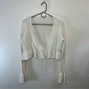 SHEIN wool and acrylic ruffle sweater tie front size small